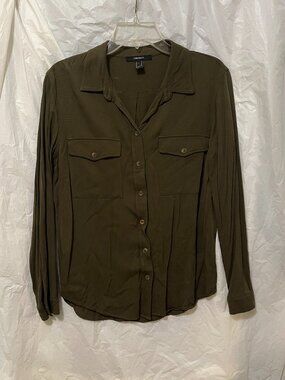 F21 Collared-Shirt Top (Brown/Olive) soft, comfy